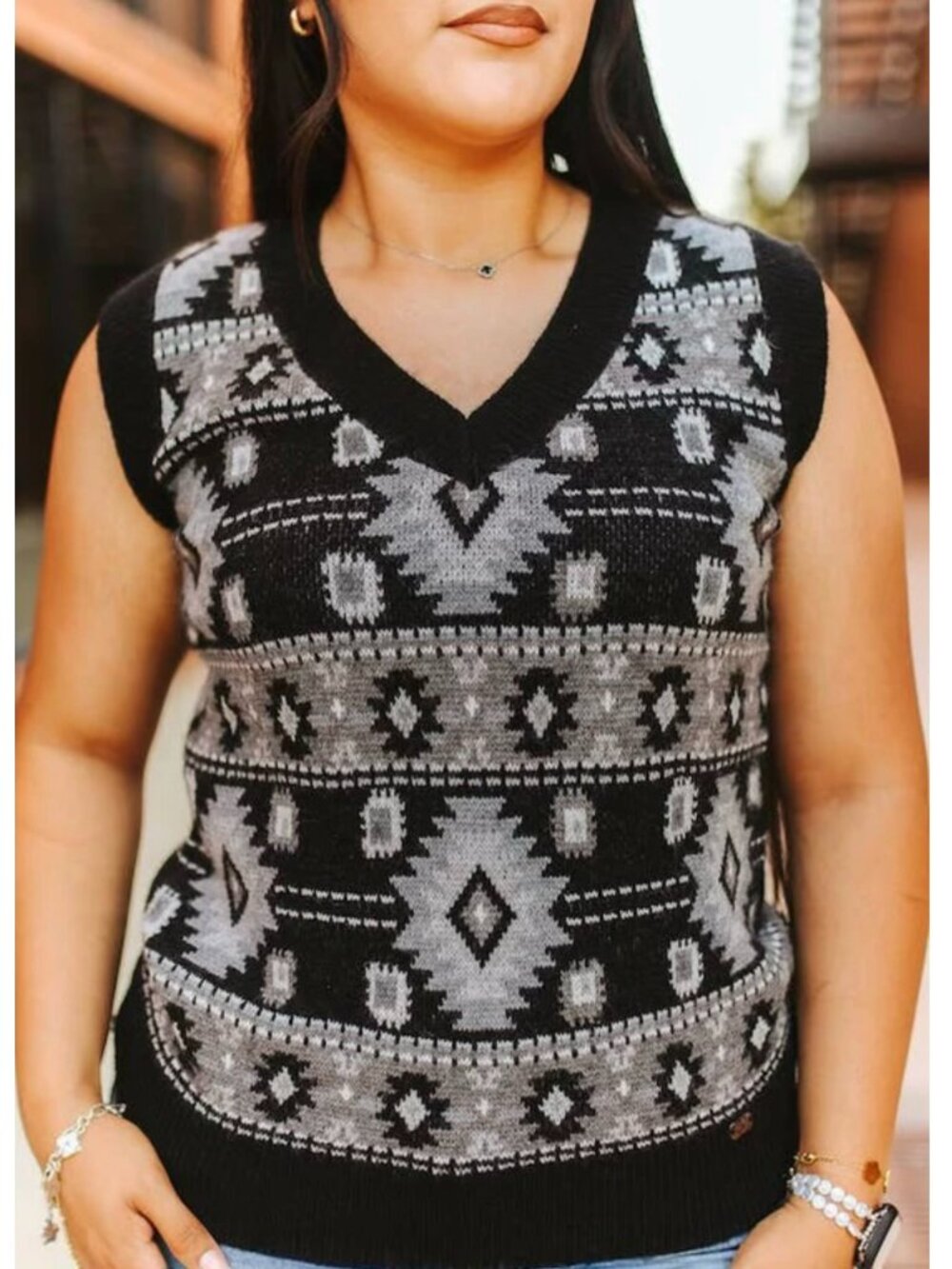 Lucky and Blessed Black Sweater Vest